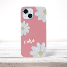 White Daisy Flowers Cute Salmon Rosa Girly Blommig