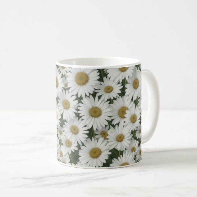 White Daisy Flowers Kaffemugg (Framsida höger)