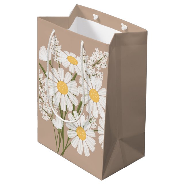 White Daisy Flowers on Beige (Baksidan Vinklad)