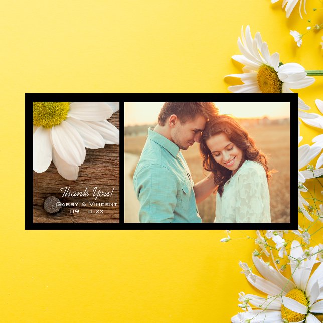 White Daisy och Barn Wood Land Tack Kort (Skapare uppladdad)