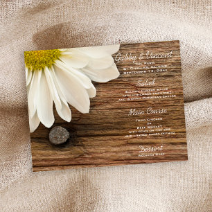 White Daisy och Barn Wood Ranch Bröllop Menu