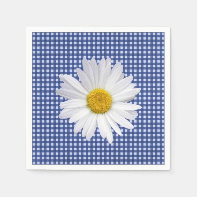 White Daisy on Gingham Pappersservett (Framsidan)