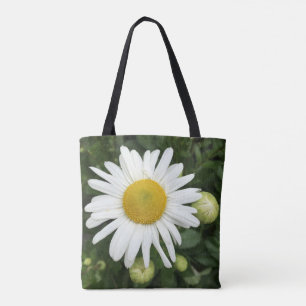 White Daisy Tote Tygkasse