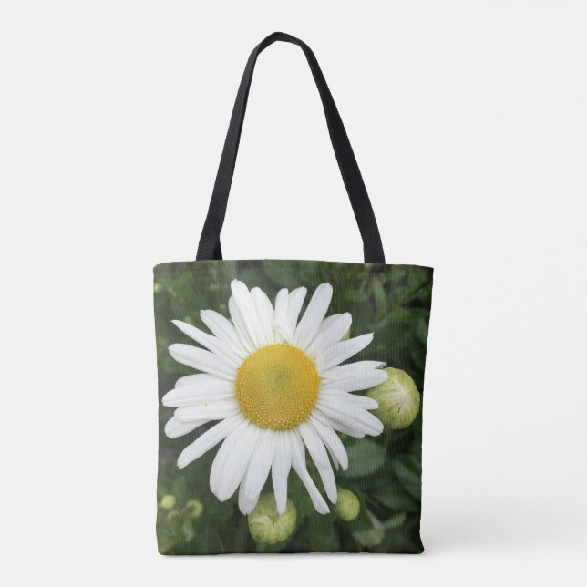 White Daisy Tote Tygkasse (Baksida)