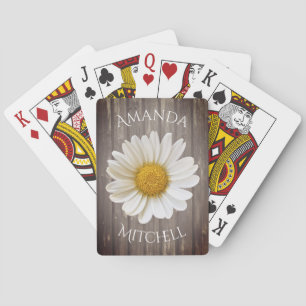 White Daisy Worn Wood Namn Casinokort