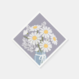 White Daisys Mason Burk Bouquet Lavender Corner Pappersservett