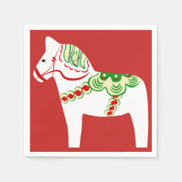 White Dala Horse Pappra Napkins Pappersservett