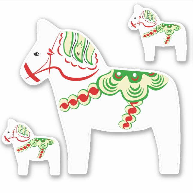 White Dala Horse Stickers Klistermärken (Framsida)