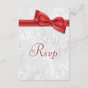 White Damask and Faux Bow OSA Kort
