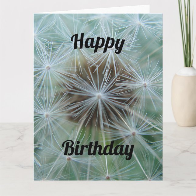 White Dandelion Birthday Kort (Framsida)