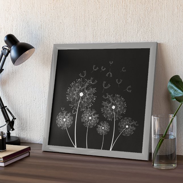 White Dandelions Line Art Poster (Skapare uppladdad)
