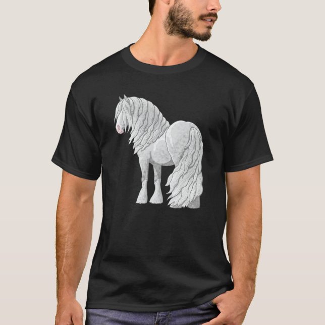 White Dapple Grått Gypsy Vanner Irish Cob Draft Ho T Shirt (Framsida)