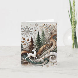 White deer Folded Holiday Card Helgkort