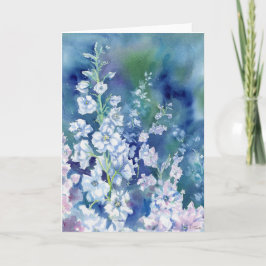 White Delphiniums Blank Notecard Tack Kort