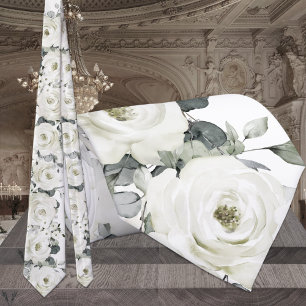 White Desdemona Ro Sage Grönt Eucalyptus Bröllop Slips