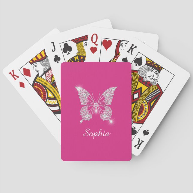 White Diamond Butterfly, Script Name, Fuchsia Casinokort (Baksidan)