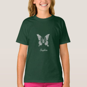 White Diamond Butterfly, Script Namn, Black T Shirt