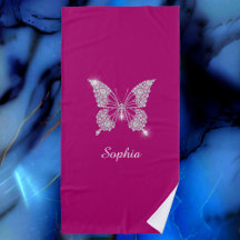 White Diamond Butterfly, Script Namn, Deep Fuchsia