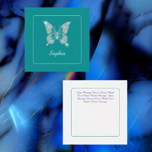 White Diamond Butterfly, Script Namn, Deep Teal Tilläggskort