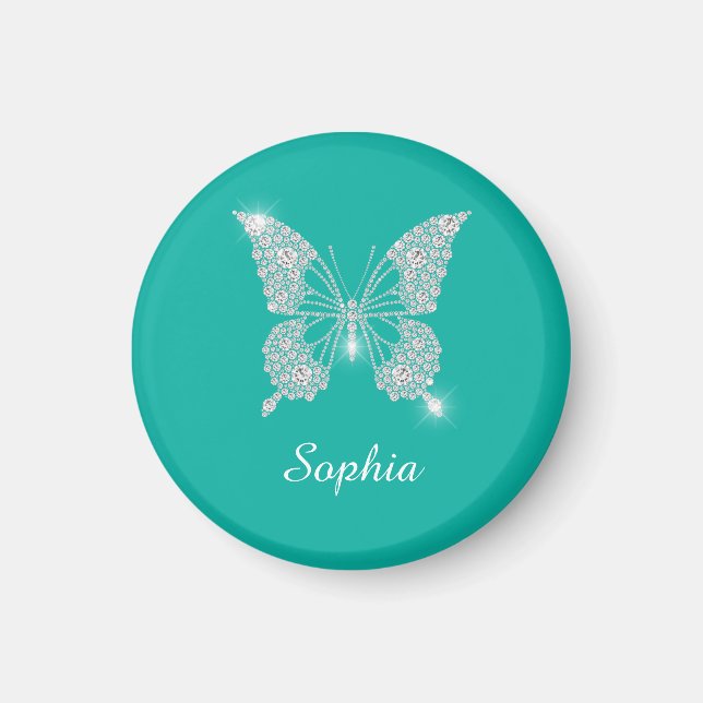 White Diamond Butterfly, Script Namn, Teal Magnet (Framsidan)