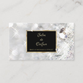 White Diamond Glitter Black och Guld Hair Salon Visitkort