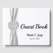 White Diamond Heart Bröllop Guestbook