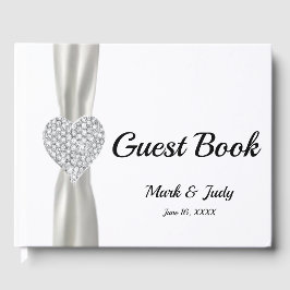 White Diamond Heart Bröllop Guestbook Gästböcker