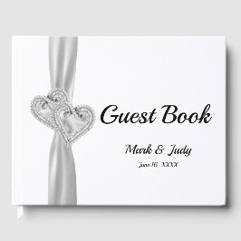 White Diamond Hearts Bröllop Guestbook Gästböcker
