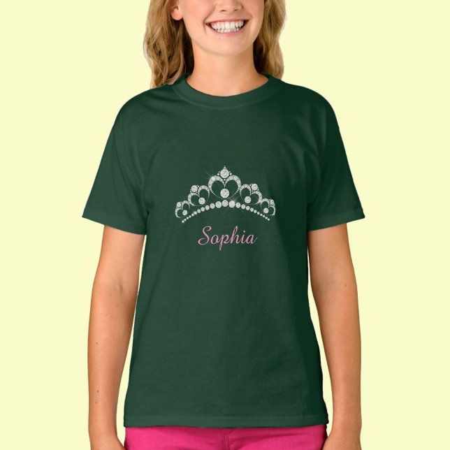 White Diamond Krona, Rosa Script Namn T Shirt (Skapare uppladdad)