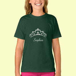 White Diamond Krona, skript Namn T Shirt