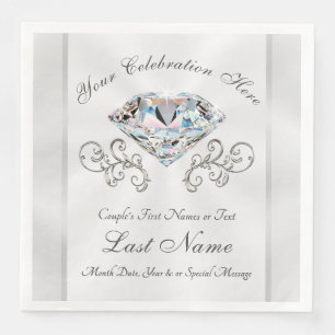 White Diamond Napkins Personlig Bröllop Napkins Pappersservett