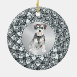 White Diamonds Ram Minitur Schnauser Julgransprydnad Keramik