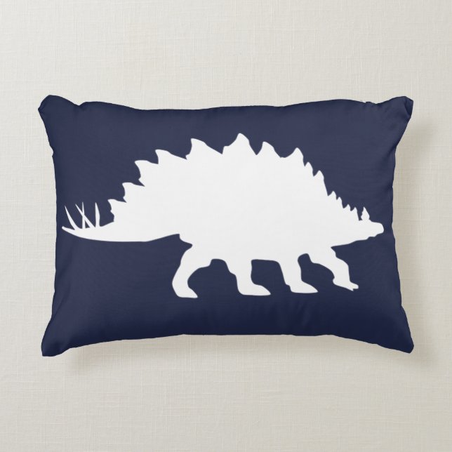 White Dinosaur Stegosaurus Silhouette Prydnadskudde (Framsidan)