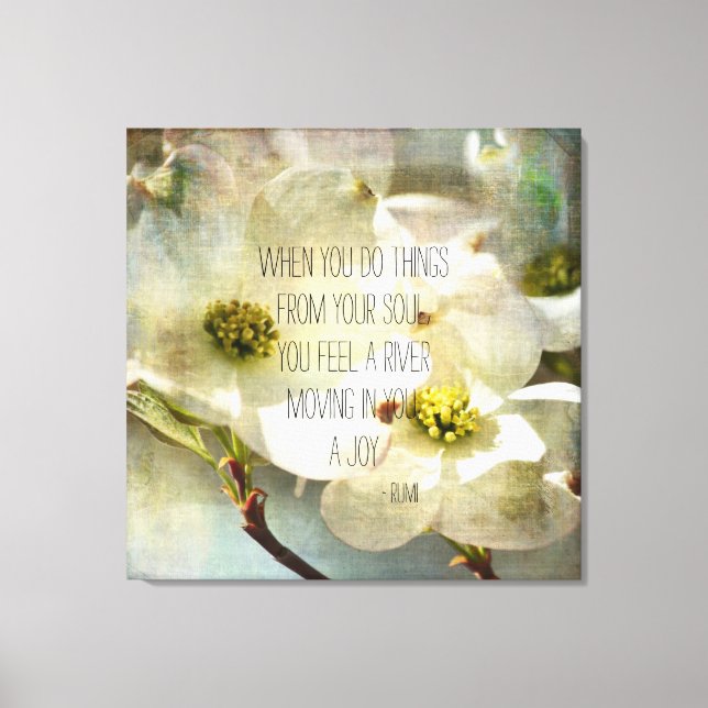 White Dogwood Rumi Quote Canvastryck (Framsida)