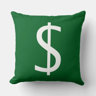 White Dollar $ign Rich Green Decorative Kudde