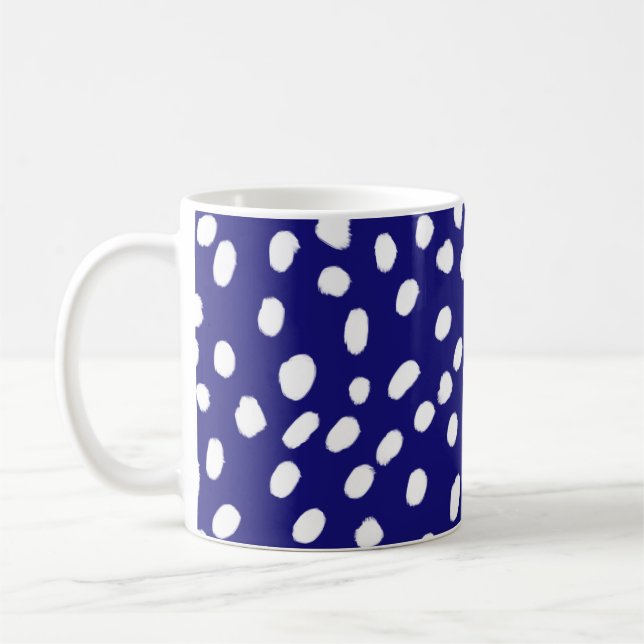 White Dots Dark Blue Kaffemugg (Vänster)