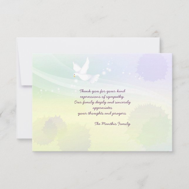 White Dove Bereavement Tack Notecard Anteckningskort (Framsida)