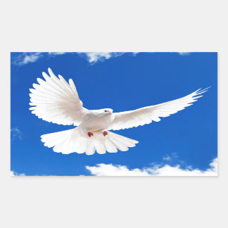 White Dove Bird Peace Kärlek som flyger Himlar Rektangulärt Klistermärke