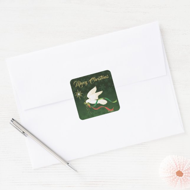 White Dove Fyrkantigt Klistermärke (Kuvert)