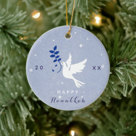 White Dove Lycklig Hanukkah Year Chrismukah Julgransprydnad Keramik