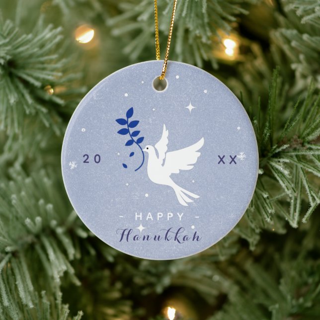 White Dove Lycklig Hanukkah Year Chrismukah Julgransprydnad Keramik (Träd)