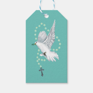 White Dove med Rosary Presentetikett