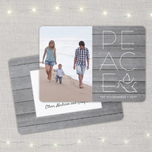 White Dove Modern Uniform Peace 1 Photo Grått Wood Julkort