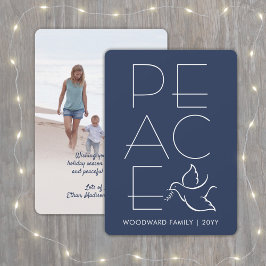 White Dove Modern Unique Peace 1 Photo Navy Blue Julkort