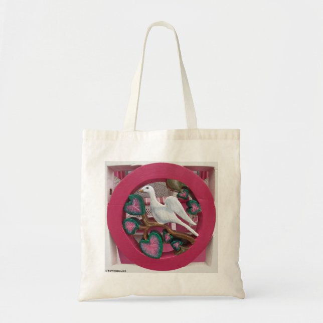 White Dove on Rosa - Martha's Vineyard Tote Bag Tygkasse (Framsidan)