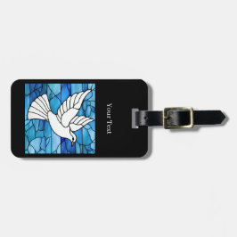 White Dove on Stained Glass Bagagebricka