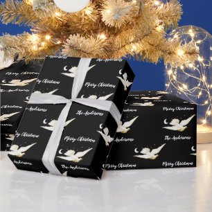 White Dove Stars Måne God jul Ditt namn Presentpapper