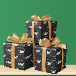 White Dove Stars Måne God jul Ditt namn Presentpapper