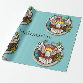 White Dove Teal Blue Confirmation Firande Presentpapper