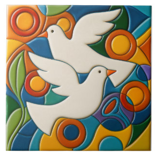 White Doves Tile Kakelplatta